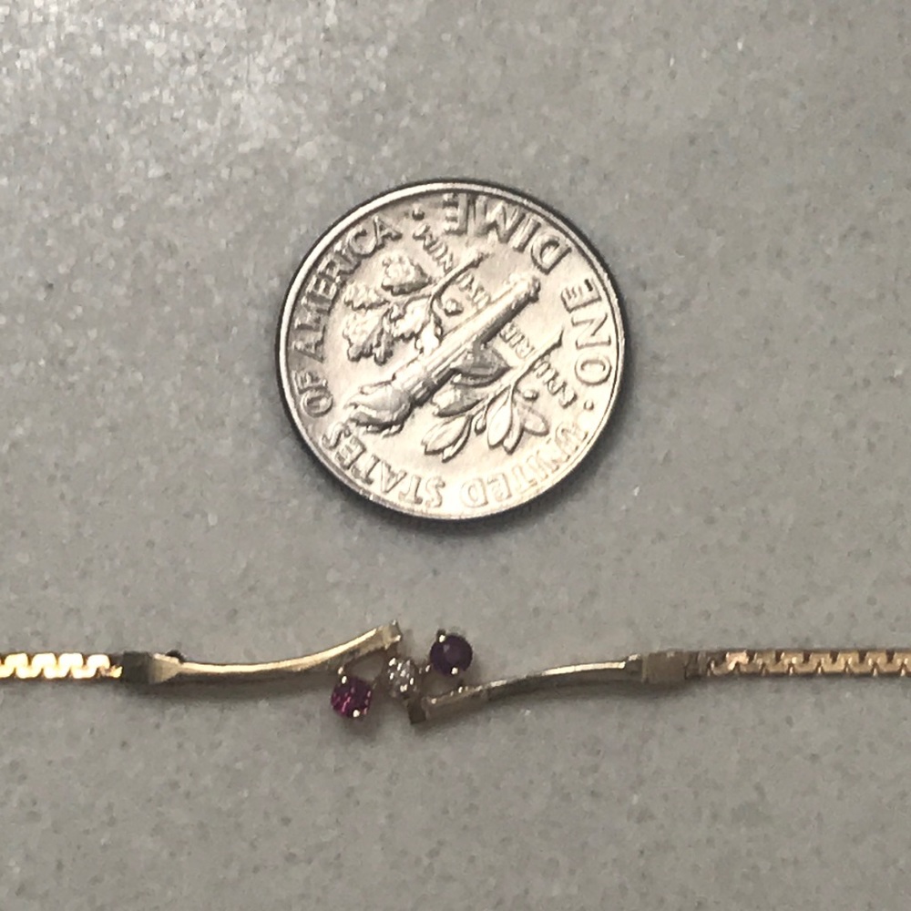 14K Gold Italy Bracelet with Diamond and 2 Rubies